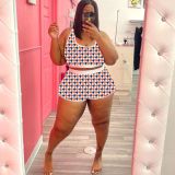 Plus size women's clothing Houndstooth print two-piece suit XM1196