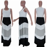 Sleeveless stitching striped dress LD98059