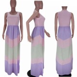 Sleeveless stitching striped dress LD98059