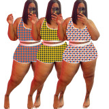 Plus size women's clothing Houndstooth print two-piece suit XM1196