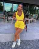 V-neck tank top sleeveless shorts solid color suit L744