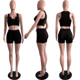 V-neck tank top sleeveless shorts solid color suit L744