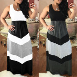 Sleeveless stitching striped dress LD98059