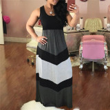 Sleeveless stitching striped dress LD98059