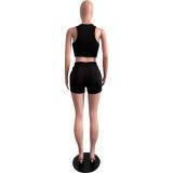 V-neck tank top sleeveless shorts solid color suit L744