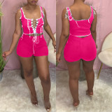Ladies hollow strap solid color two-piece suit LL6328