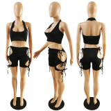 Sexy stretch vest shorts casual suit S166