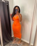 Sexy fashion hollow split-layer sling cotton dress LY9300