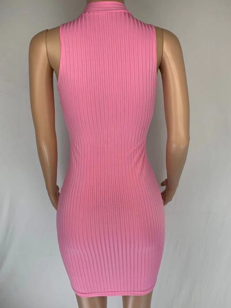 Casual sexy printed zipper tight dress cl6098