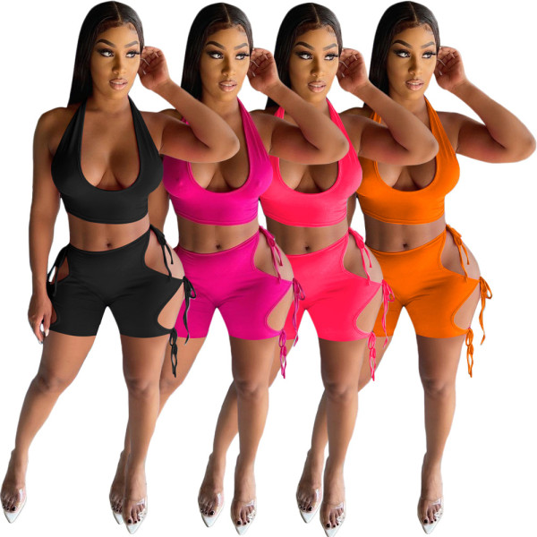 Sexy stretch vest shorts casual suit S166