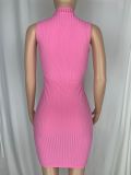 Casual sexy printed zipper tight dress cl6098