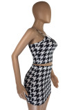 Houndstooth suspender skirt suit LM8229