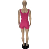 Ladies hollow strap solid color two-piece suit LL6328