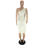 Fashion sexy stitching strapless dress LY9306