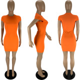 Fashion sexy solid color tight dress LY9305