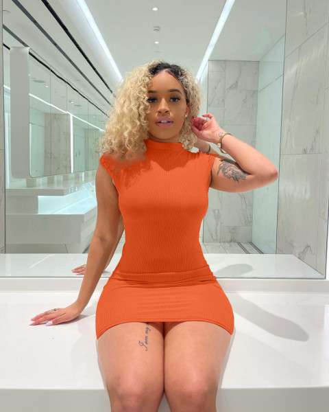 Fashion sexy solid color tight dress LY9305