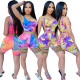 Two-piece fashion casual tie-dye burnt flower set LL6330