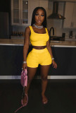 Solid color vest shorts suit LL6333