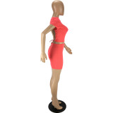 Fashion sexy solid color tight-fitting halter strap two-piece suit LY9301