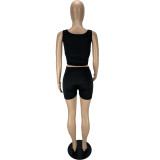 Solid color vest shorts suit LL6333