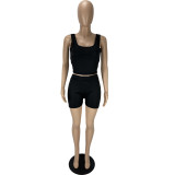 Solid color vest shorts suit LL6333