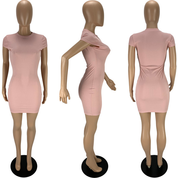 Fashion sexy solid color tight dress LY9305