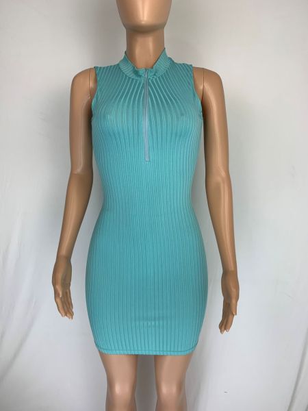 Casual sexy printed zipper tight dress cl6098