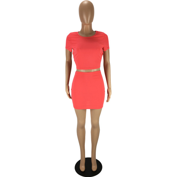 Fashion sexy solid color tight-fitting halter strap two-piece suit LY9301