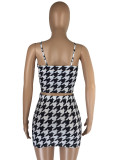Houndstooth suspender skirt suit LM8229