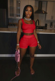 Solid color vest shorts suit LL6333