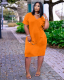 Sexy loose solid color V-neck casual dress TK6153