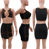 Sexy hollow strap solid color two-piece suit TK6161