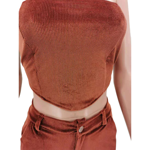 Two-piece solid color sexy wrapped chest shorts suit TK6179