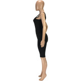 Women's fashion casual solid color tank top shorts slim sports two-piece suit SM9138