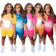 Gradient color positioning printing loose shorts casual sports two-piece suit HM6522