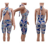 Sexy Printed Jumpsuit with Wrapped Chest TK6177