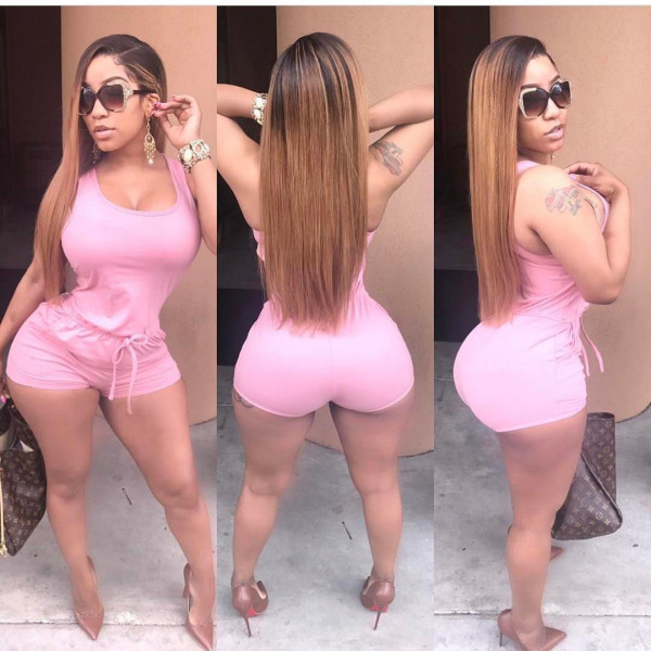 Casual solid color waist tie pocket loose vest jumpsuit shorts SM9171