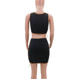 Sexy hollow strap solid color two-piece suit TK6161