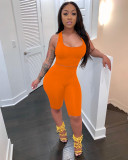 Women's fashion casual solid color tank top shorts slim sports two-piece suit SM9138