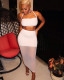 Fashion sexy solid color stitching mesh tube top strap wrap arm long skirt two-piece suit SM9175