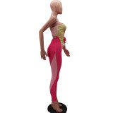 Fashion casual positioning printing stitching tube top strap jumpsuit HM6505