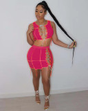 Sexy hollow strap solid color two-piece suit TK6161