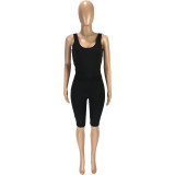 Women's fashion casual solid color tank top shorts slim sports two-piece suit SM9138