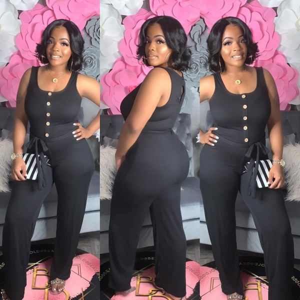 Fashion stitching casual sleeveless wide-leg jumpsuit HM6330