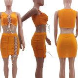 Sexy hollow strap solid color two-piece suit TK6161