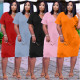 Sexy loose solid color V-neck casual dress TK6153
