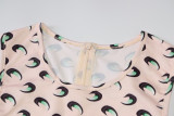 Fashion printed round neck sleeveless slim-fit buttocks jumpsuit P155138A