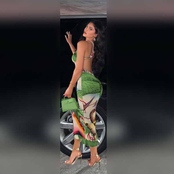 Fashion halter sexy wooden ears split hip dress  K21D02668