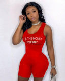 Vest sleeveless printed letters sexy skinny jumpsuit HY8060