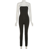 Fashion women's solid color sexy chest-wrapped tight-fitting sports jumpsuit for women  K21Q03186